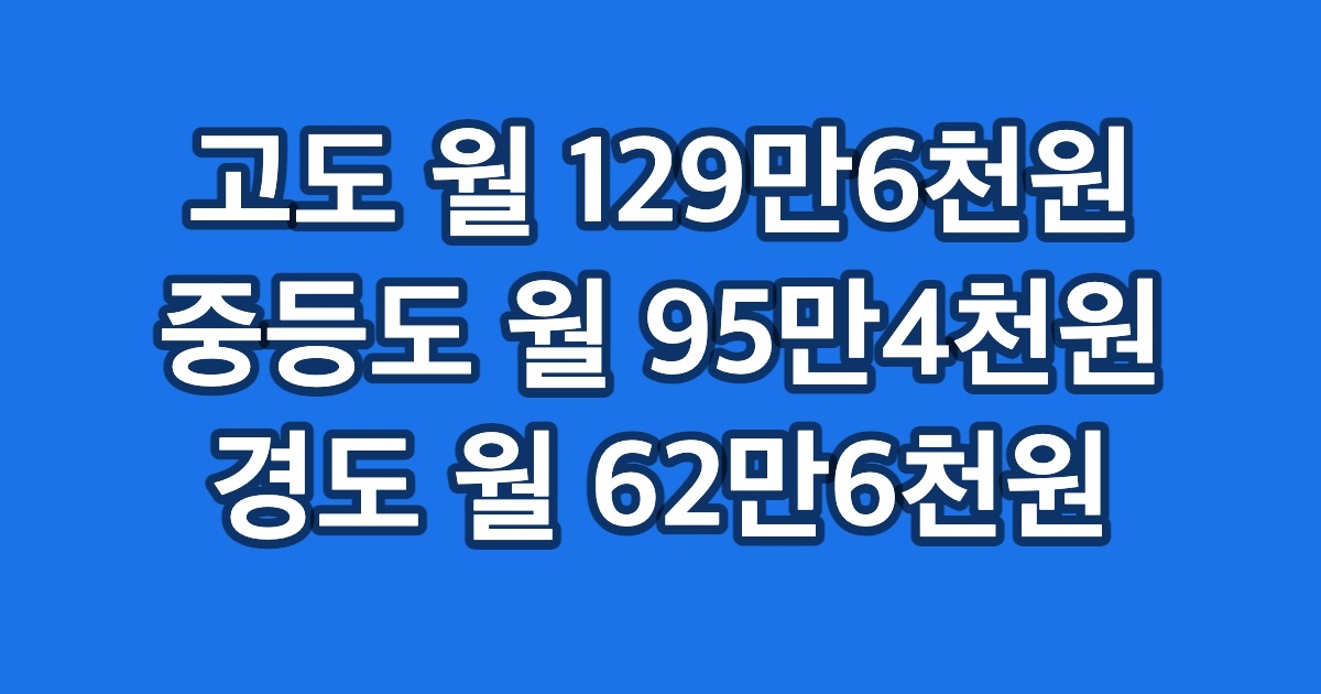 고도 월 129만6천원 중등도 월 95만4천원 경도 월 62만6천원