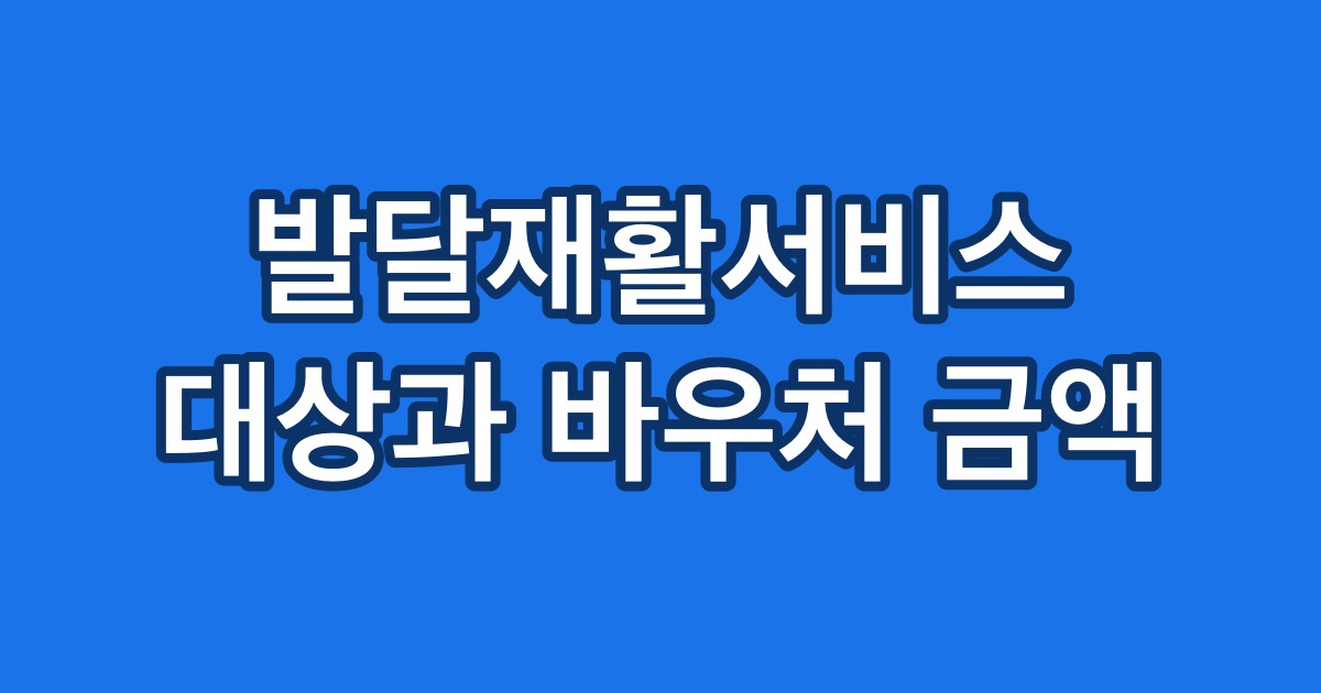발달재활서비스 대상과 바우처 금액