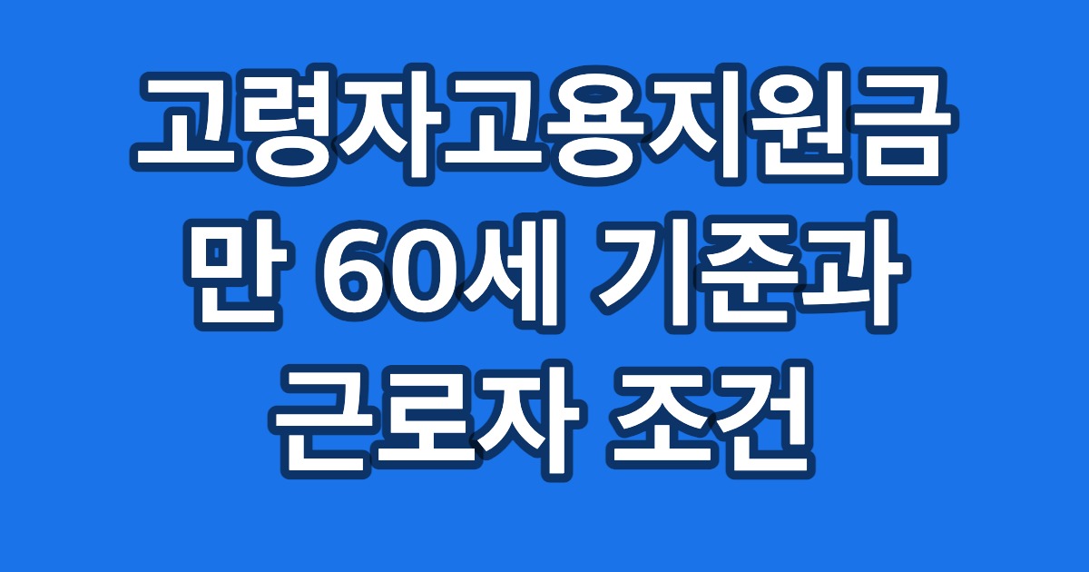 고령자고용지원금 만 60세 기준과 근로자 조건