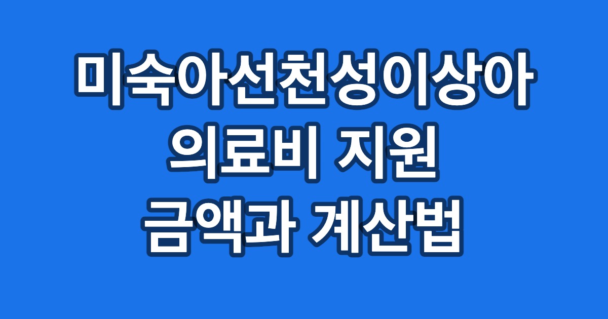 미숙아선천성이상아 의료비 지원 금액과 계산법