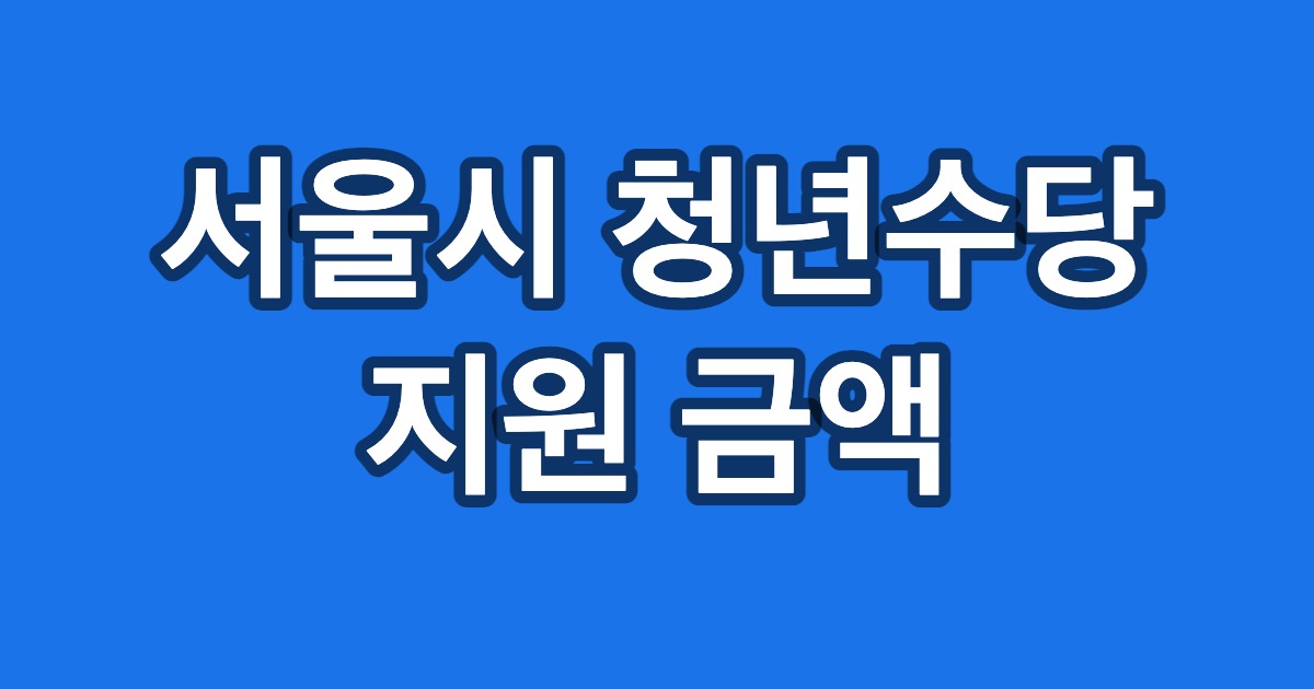 서울시 청년수당 지원 금액