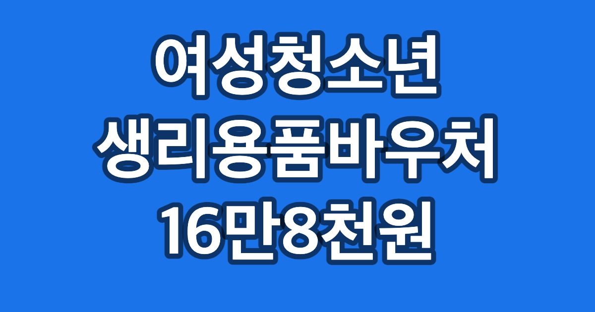 여성청소년 생리용품바우처 16만8천원