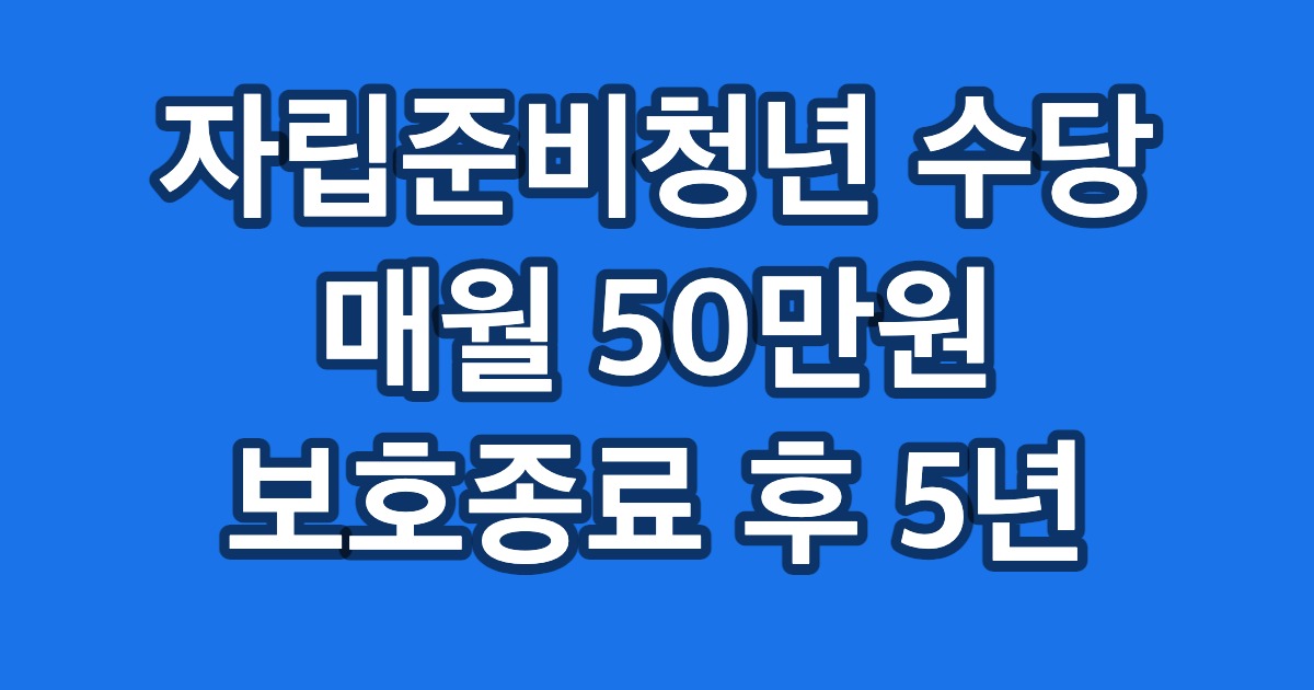 자립준비청년 수당 매월 50만원 보호종료 후 5년
