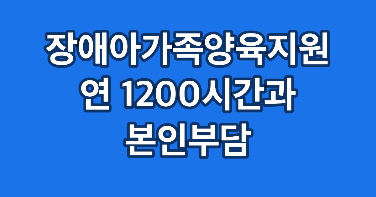 장애아가족양육지원 연 1200시간과 본인부담