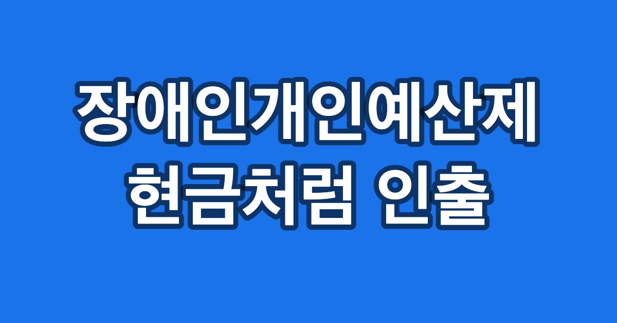 장애인개인예산제 현금처럼 인출