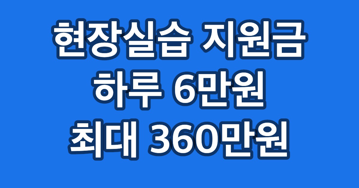 현장실습 지원금 하루 6만원 최대 360만원