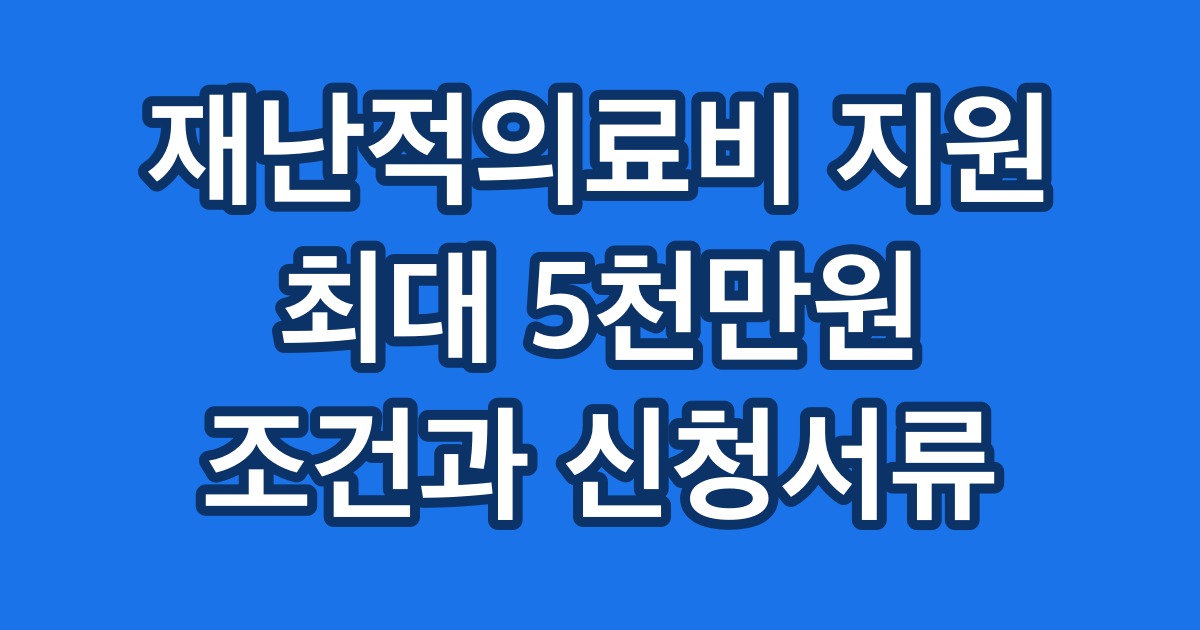 재난적의료비 지원 최대 5천만원 조건과 신청서류
