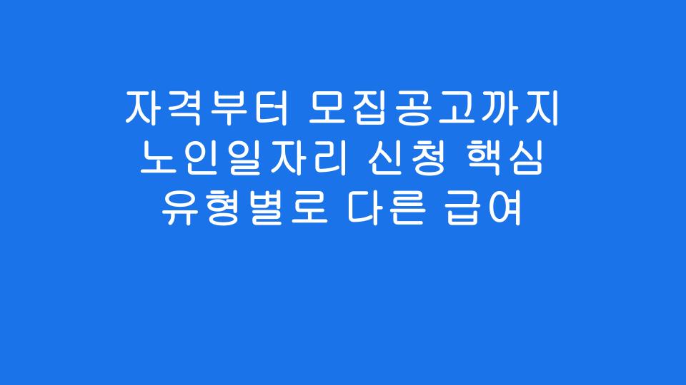 자격부터 모집공고까지 노인일자리 신청 핵심 유형별로 다른 급여