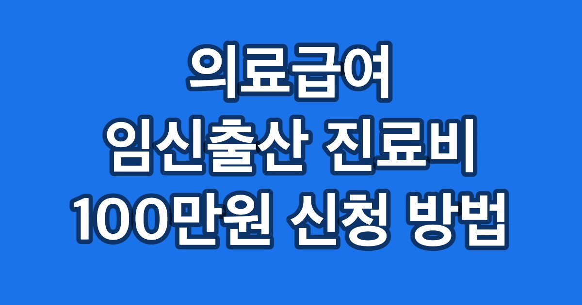 의료급여 임신출산 진료비 100만원 신청 방법